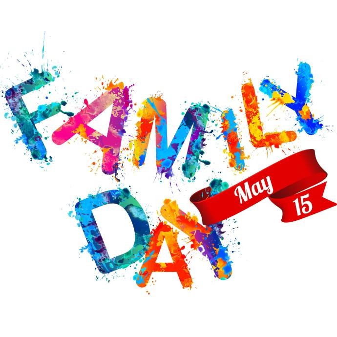 Der Begriff Family Day, mit bunt geklecksten Farben geschrieben