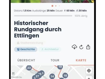 Übersicht der Tour in der App