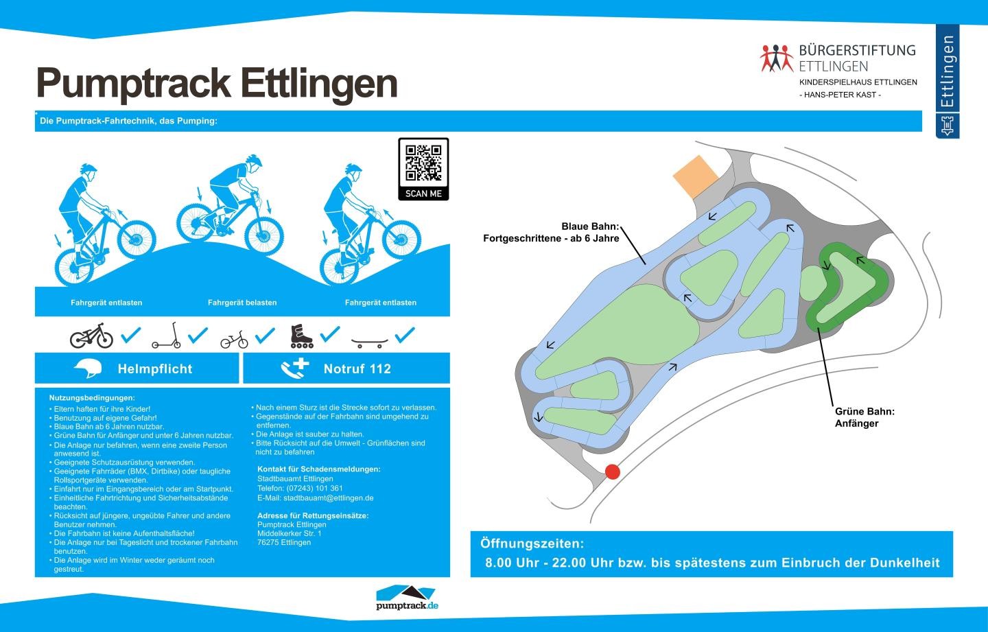 Hinweisschild Pumptrack Ettlingen Hinweisschild Pumptrack Ettlingen