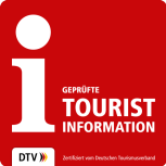 DTV Logo i-Marke Rotes Quadrat mit dem Buchstaben "i" für eine geprüfte und zertifizierte Touristinfo