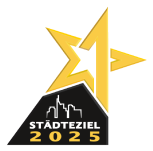 Städtereisen.com logo Gelber Stern mit Schriftzug Städteziel 2025